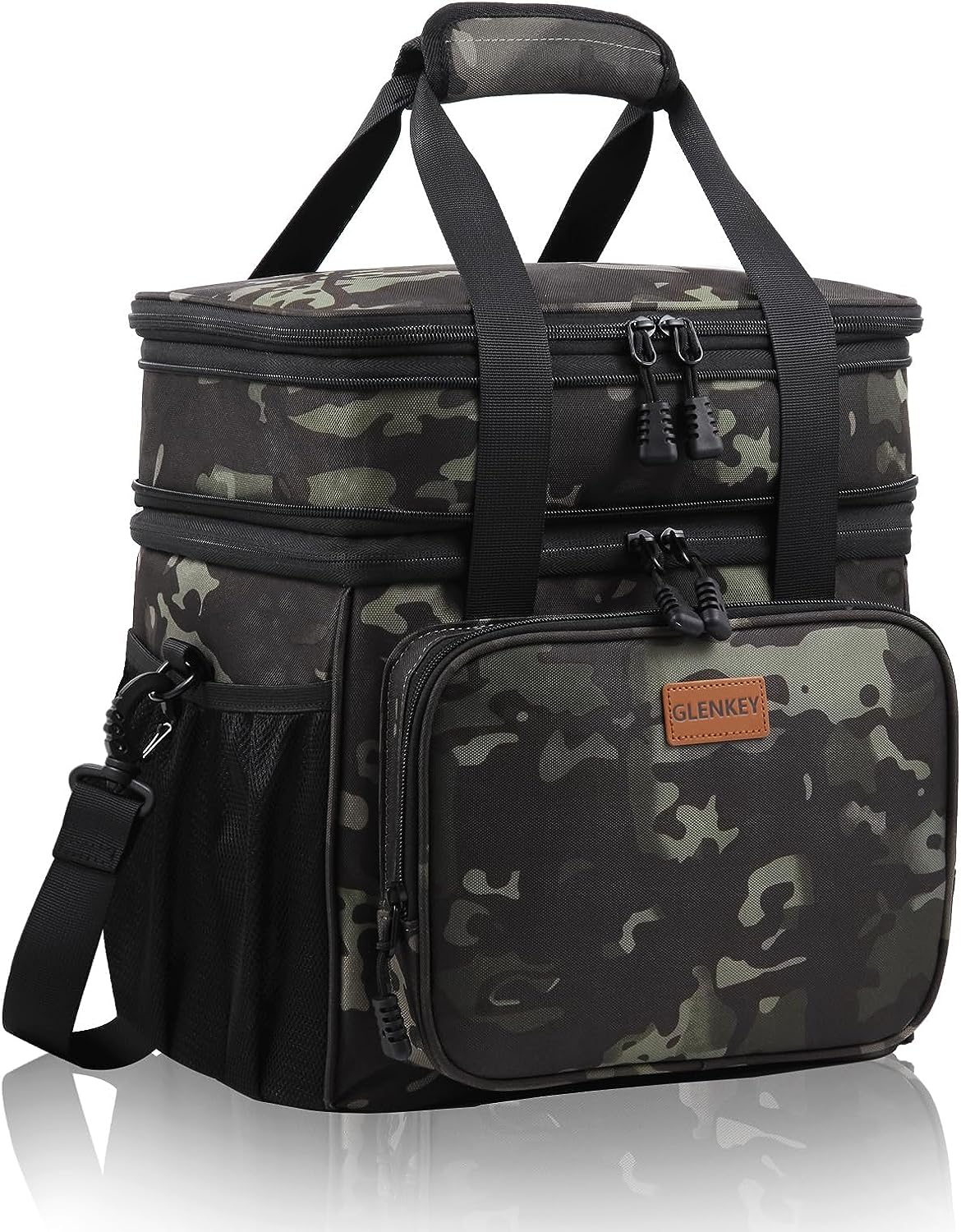 GLENKEY Expandable Xlarge Lunch Box, Insulated Heavy Duty Lunch Bag Waterproof Leakproof Durable Cooler Bag for Men Women Adults Work Construction Camping Trip, 25L, Black-Camo