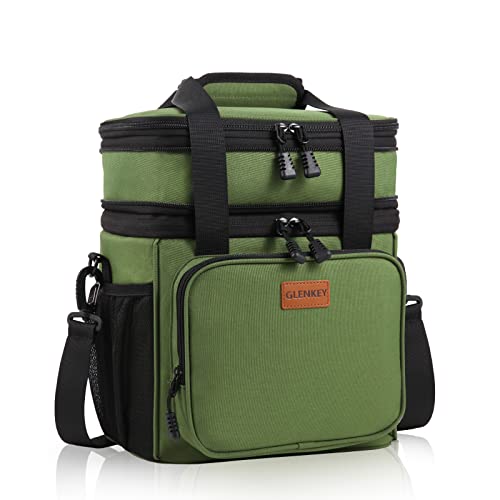 GLENKEY Expandable Large Insulated Lunch Box, Heavy Duty Lunch Cooler Bag Durable Leakproof Lunch Pail for Men Women Adults Work Shift Outdoor Picnic Camping Road Trip, 16L, Army Green